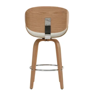 à prix très bas Tabouret De Bar Pivotant Blanc Et Bois Clair 65 Cm WALNUT 15