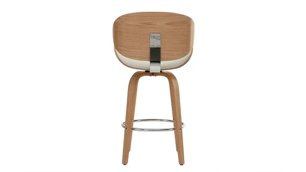 à prix très bas Tabouret De Bar Pivotant Blanc Et Bois Clair 65 Cm WALNUT 5
