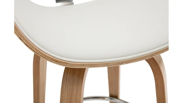 à prix très bas Tabouret De Bar Pivotant Blanc Et Bois Clair 65 Cm WALNUT 6