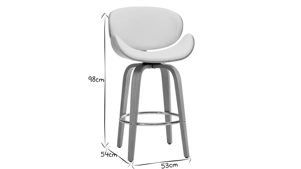 à prix très bas Tabouret De Bar Pivotant Blanc Et Bois Clair 65 Cm WALNUT 7