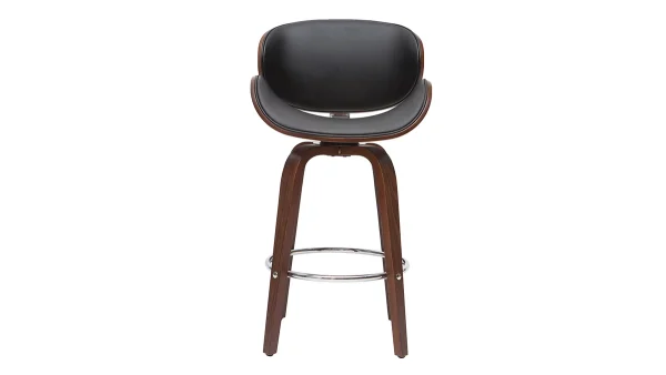 à prix très bas Tabouret De Bar Pivotant Noir Et Bois Foncé 65 Cm WALNUT 1