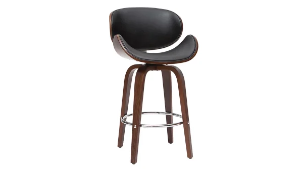 à prix très bas Tabouret De Bar Pivotant Noir Et Bois Foncé 65 Cm WALNUT 3
