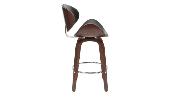 à prix très bas Tabouret De Bar Pivotant Noir Et Bois Foncé 65 Cm WALNUT 4