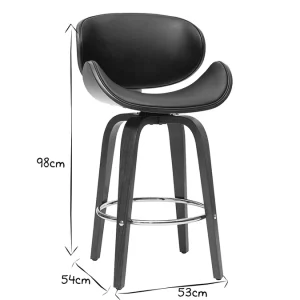 à prix très bas Tabouret De Bar Pivotant Noir Et Bois Foncé 65 Cm WALNUT 19