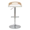 Tabouret De Bar Réglable Design Bois Clair Et Polyuréthane Blanc MANO bas prix 25