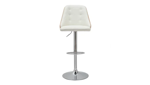 Retour Facile et Gratuit Tabouret De Bar Relevable Blanc Et Bois Clair FLUFFY 1