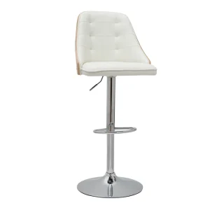 Retour Facile et Gratuit Tabouret De Bar Relevable Blanc Et Bois Clair FLUFFY 10