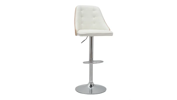 Retour Facile et Gratuit Tabouret De Bar Relevable Blanc Et Bois Clair FLUFFY 3
