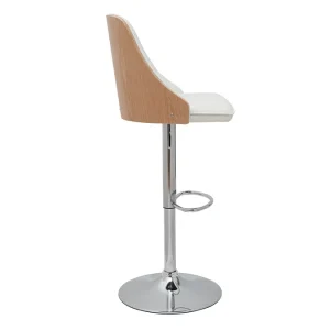 Retour Facile et Gratuit Tabouret De Bar Relevable Blanc Et Bois Clair FLUFFY 12