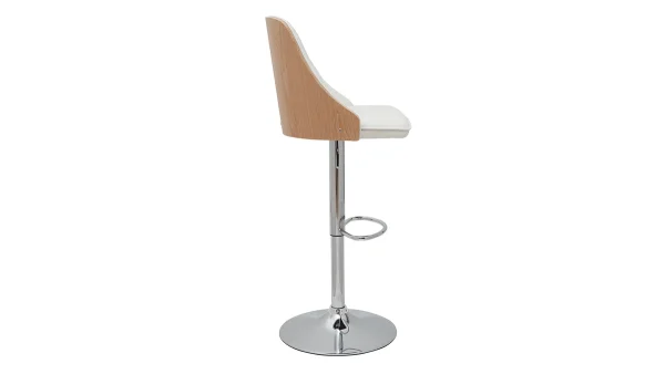 Retour Facile et Gratuit Tabouret De Bar Relevable Blanc Et Bois Clair FLUFFY 4