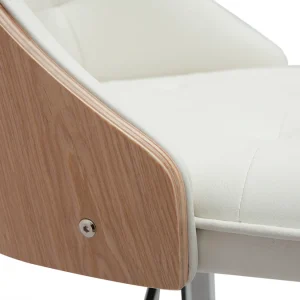 Retour Facile et Gratuit Tabouret De Bar Relevable Blanc Et Bois Clair FLUFFY 16