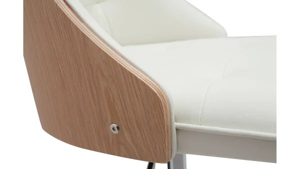 Retour Facile et Gratuit Tabouret De Bar Relevable Blanc Et Bois Clair FLUFFY 6