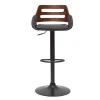 Tabouret De Bar Relevable Design Noir Et Noyer PERNIK luxe soldes 20