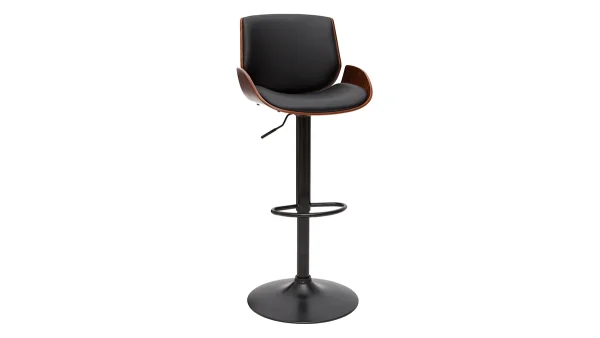 Tabouret De Bar Relevable Noir Et Bois Foncé VESPER Retour Gratuit 3