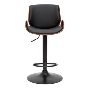 Tabouret De Bar Relevable Noir Et Bois Foncé VESPER Retour Gratuit 19