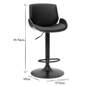 Tabouret De Bar Relevable Noir Et Bois Foncé VESPER Retour Gratuit 25