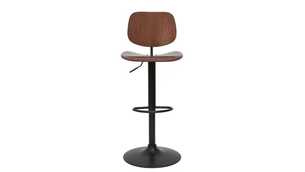 Tabouret De Bar Relevable Noyer Et Métal Noir TOBIAS 1