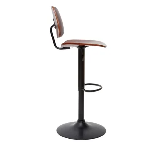 Tabouret De Bar Relevable Noyer Et Métal Noir TOBIAS 13