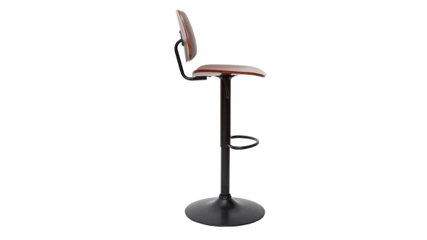 Tabouret De Bar Relevable Noyer Et Métal Noir TOBIAS 4