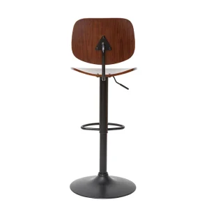 Tabouret De Bar Relevable Noyer Et Métal Noir TOBIAS 15