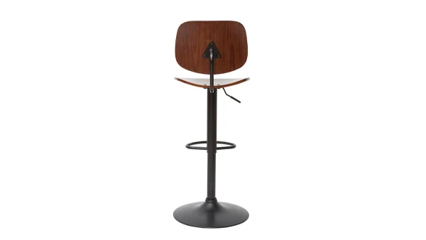 Tabouret De Bar Relevable Noyer Et Métal Noir TOBIAS 5