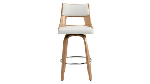 boutiqued en ligne Tabouret De Bar Scandinave Pivotant Blanc Et Bois Clair GARBO 1
