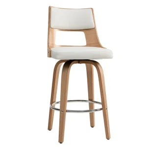 boutiqued en ligne Tabouret De Bar Scandinave Pivotant Blanc Et Bois Clair GARBO 10