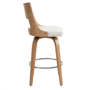 boutiqued en ligne Tabouret De Bar Scandinave Pivotant Blanc Et Bois Clair GARBO 12