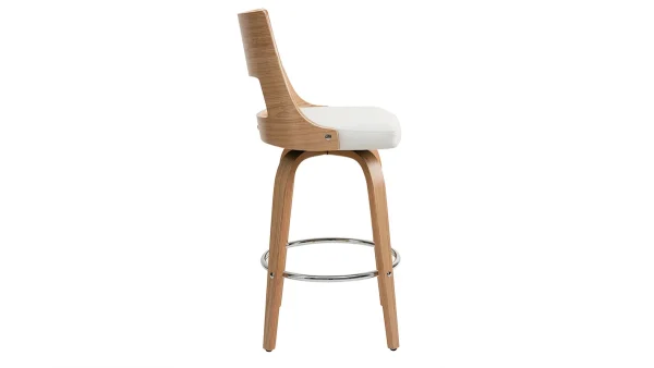 boutiqued en ligne Tabouret De Bar Scandinave Pivotant Blanc Et Bois Clair GARBO 4