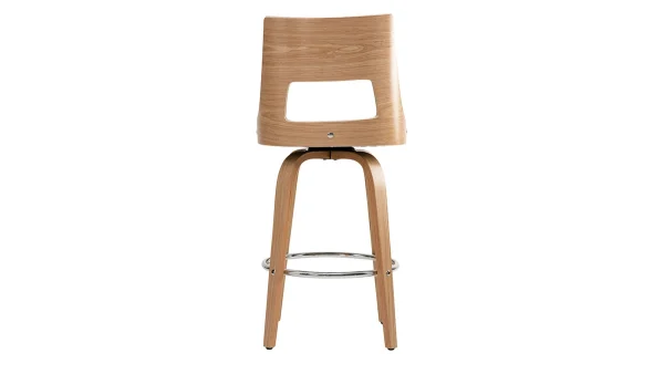 boutiqued en ligne Tabouret De Bar Scandinave Pivotant Blanc Et Bois Clair GARBO 5