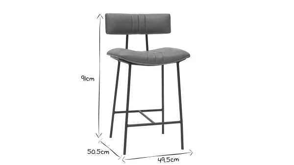 Tabouret De Bar Vintage Marron Clair Et Métal H65 Cm GOTHAM magasin pour 7