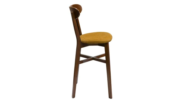 Tabouret De Bar Vintage Noyer Et Jaune Moutarde H65 Cm DOVE l'unique style 4