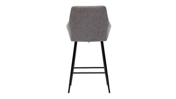 grossiste Tabourets De Bar Avec Sièges Matelassés En Tissu Effet Velours Texturé Gris Et Métal Noir H65 Cm (lot De 2) MONTERO 6
