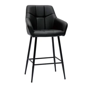 magasins pour Tabourets De Bar Avec Sièges Matelassés Noirs Et Métal Noir H65 Cm (lot De 2) MONTERO 13