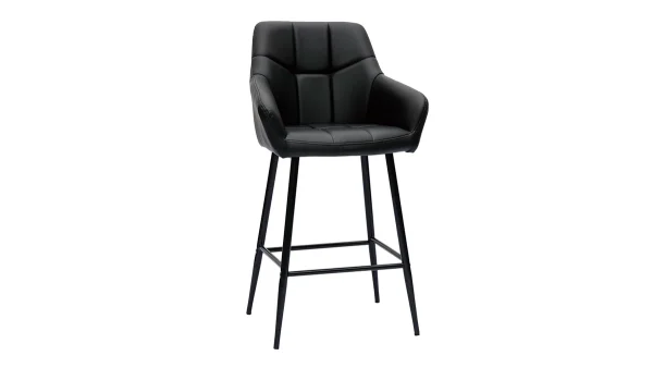 magasins pour Tabourets De Bar Avec Sièges Matelassés Noirs Et Métal Noir H65 Cm (lot De 2) MONTERO 4