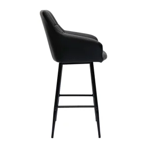 magasins pour Tabourets De Bar Avec Sièges Matelassés Noirs Et Métal Noir H65 Cm (lot De 2) MONTERO 15