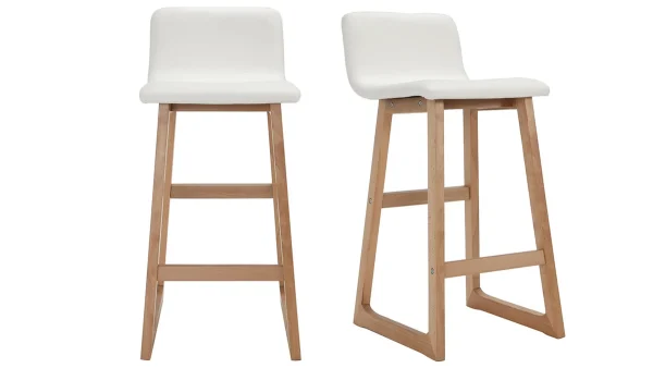 Acheter Maintenant Tabourets De Bar Bois Clair Et Blanc 65 Cm (lot De 2) OSAKA 1