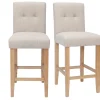 Tabourets De Bar Capitonnés Beige Naturel Et Bois H66 Cm (lot De 2) ESTER Meilleur Prix Garanti 28