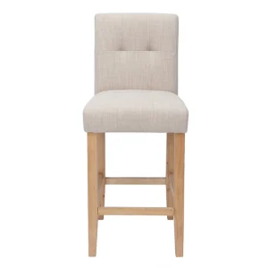 Tabourets De Bar Capitonnés Beige Naturel Et Bois H66 Cm (lot De 2) ESTER Meilleur Prix Garanti 11