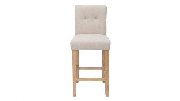 Tabourets De Bar Capitonnés Beige Naturel Et Bois H66 Cm (lot De 2) ESTER Meilleur Prix Garanti 3