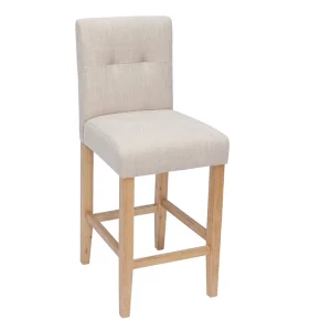 Tabourets De Bar Capitonnés Beige Naturel Et Bois H66 Cm (lot De 2) ESTER Meilleur Prix Garanti 13