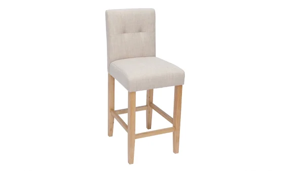 Tabourets De Bar Capitonnés Beige Naturel Et Bois H66 Cm (lot De 2) ESTER Meilleur Prix Garanti 4