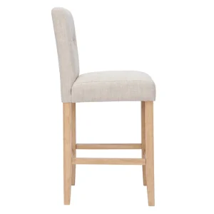Tabourets De Bar Capitonnés Beige Naturel Et Bois H66 Cm (lot De 2) ESTER Meilleur Prix Garanti 15