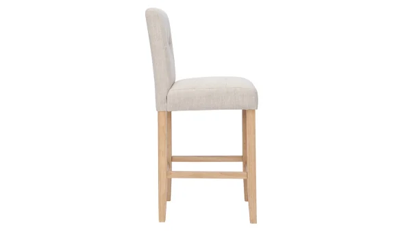 Tabourets De Bar Capitonnés Beige Naturel Et Bois H66 Cm (lot De 2) ESTER Meilleur Prix Garanti 5