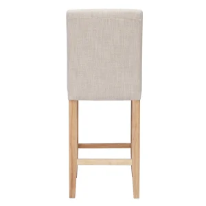 Tabourets De Bar Capitonnés Beige Naturel Et Bois H66 Cm (lot De 2) ESTER Meilleur Prix Garanti 17