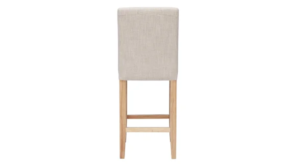 Tabourets De Bar Capitonnés Beige Naturel Et Bois H66 Cm (lot De 2) ESTER Meilleur Prix Garanti 6
