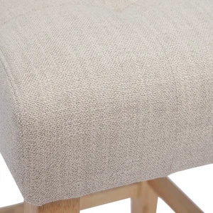 Tabourets De Bar Capitonnés Beige Naturel Et Bois H66 Cm (lot De 2) ESTER Meilleur Prix Garanti 19
