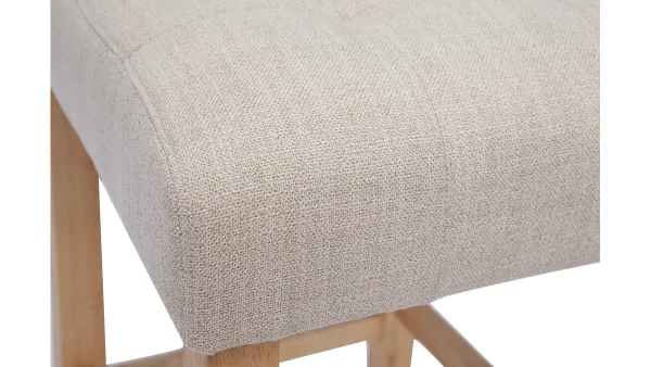Tabourets De Bar Capitonnés Beige Naturel Et Bois H66 Cm (lot De 2) ESTER Meilleur Prix Garanti 7