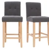Tabourets De Bar Capitonnés Gris Foncé Et Bois H66 Cm (lot De 2) ESTER jusqu'à 25
