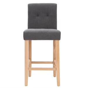 Tabourets De Bar Capitonnés Gris Foncé Et Bois H66 Cm (lot De 2) ESTER jusqu'à 11